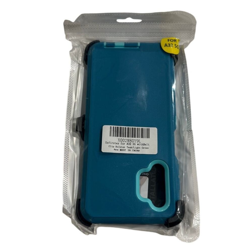 Samsung Galaxy A32 5G Rugged Belt Clip Holster Case Blue Green New